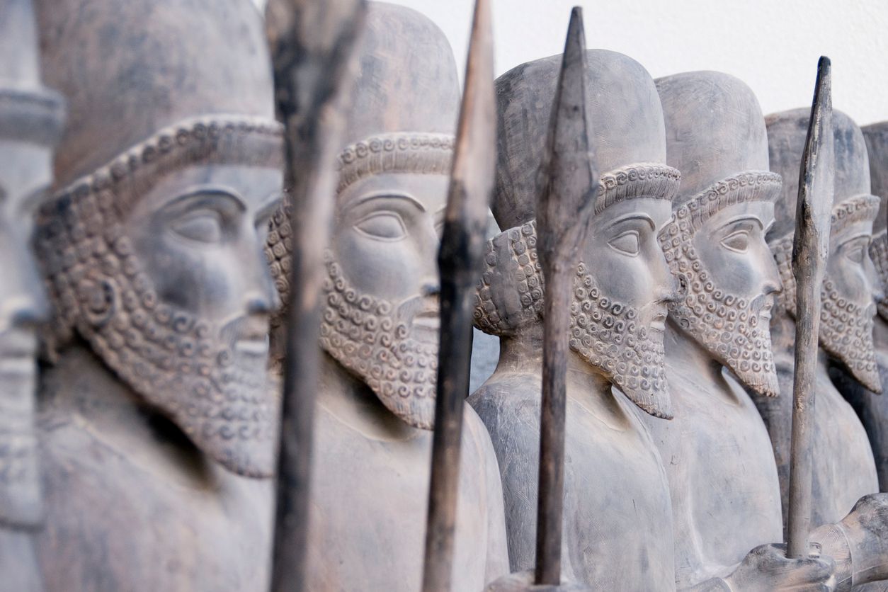 Statues of Persian warriors in line