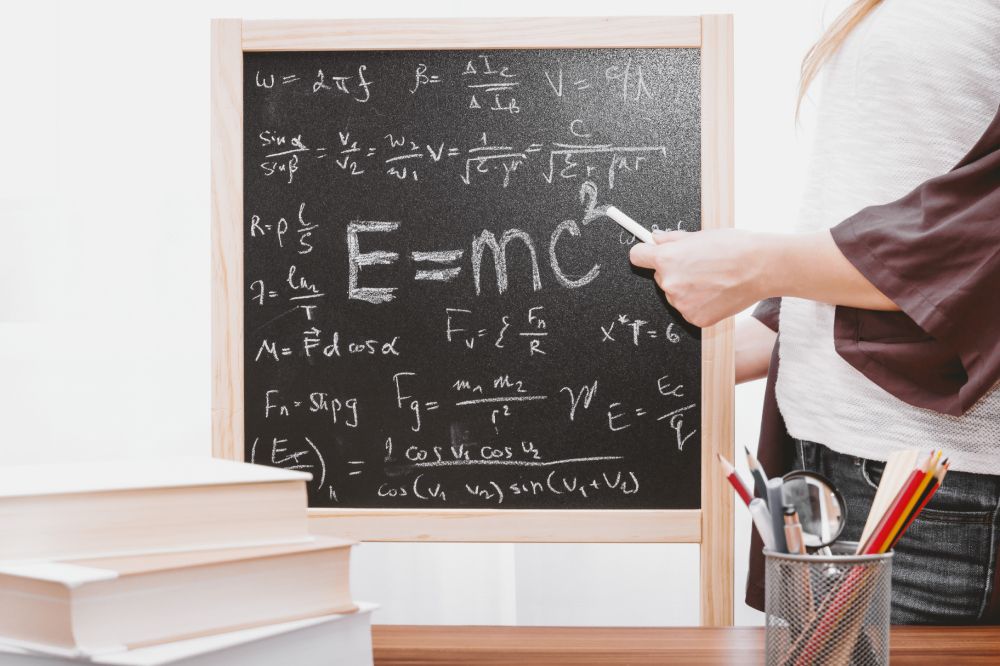 Blackboard with equations on it