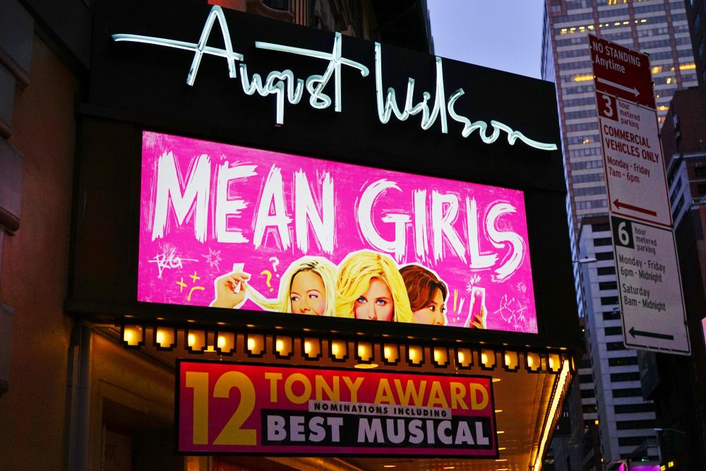 Photo of the Mean Girls marquee on Broadway