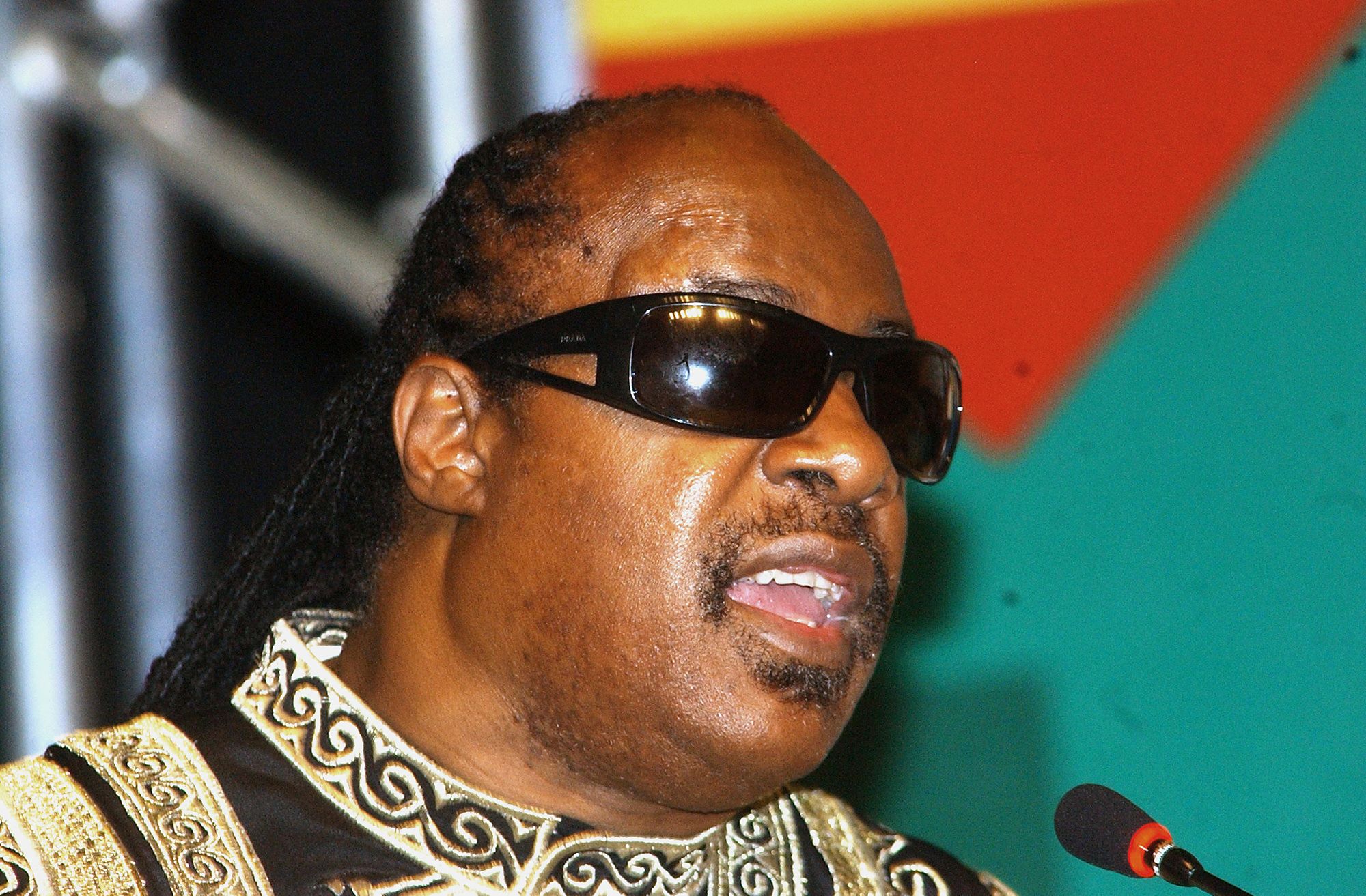 Stevie Wonder performing on stage