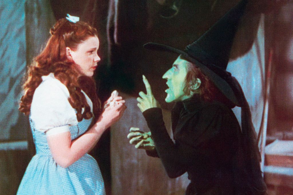 Dorothy with the wicked witch in the Wizard of Oz