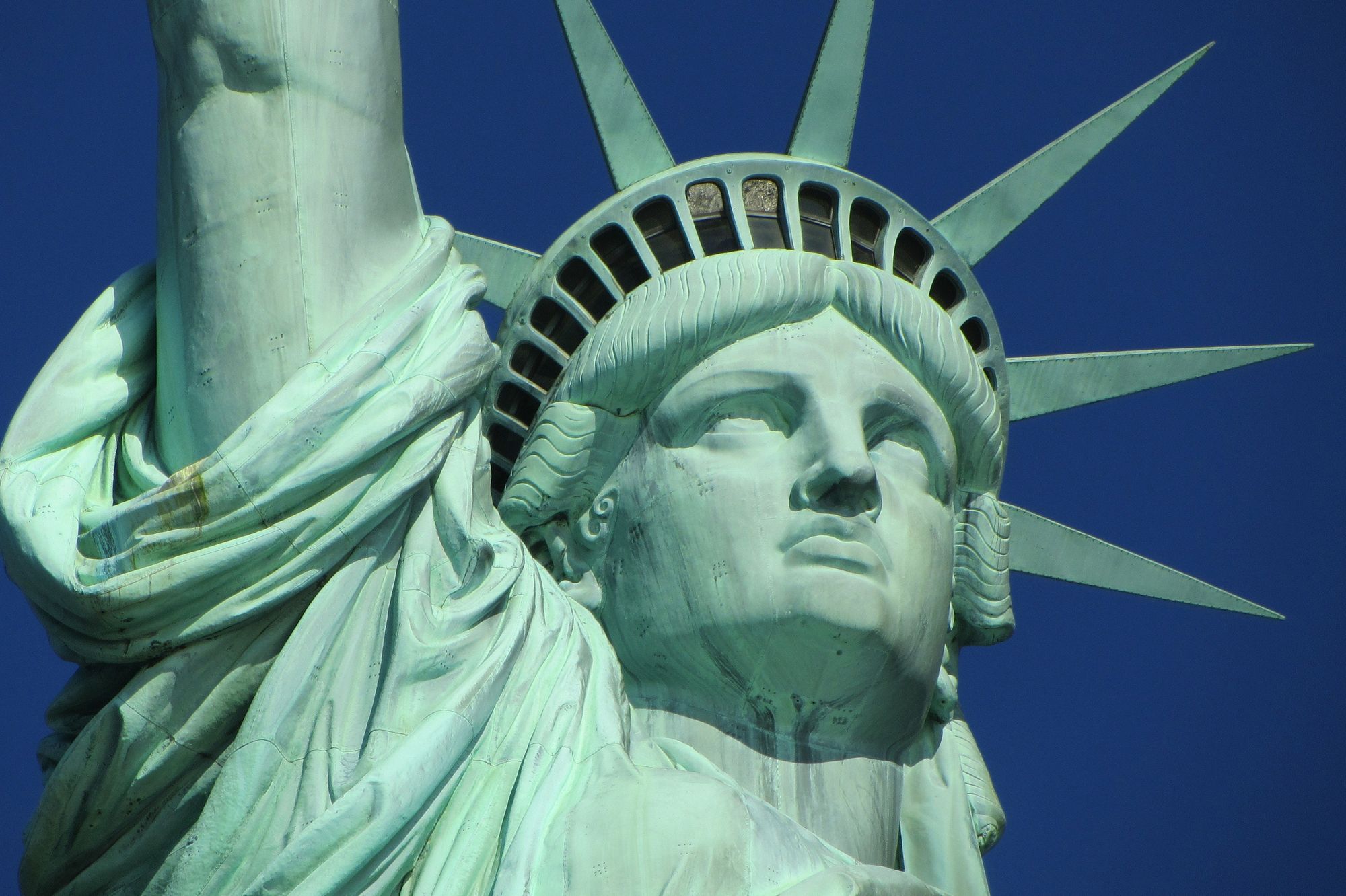 Close up of the Statue of Liberty