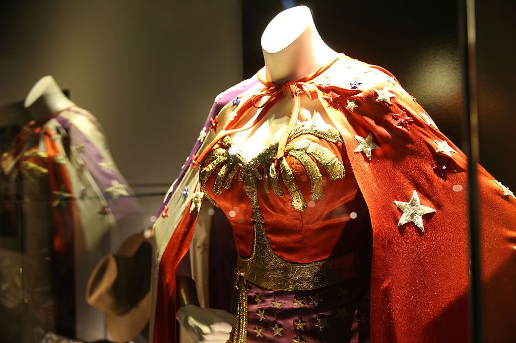 Wonder Woman costume in a glass case