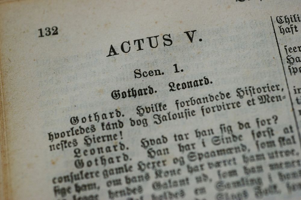 Close up of a script from a play
