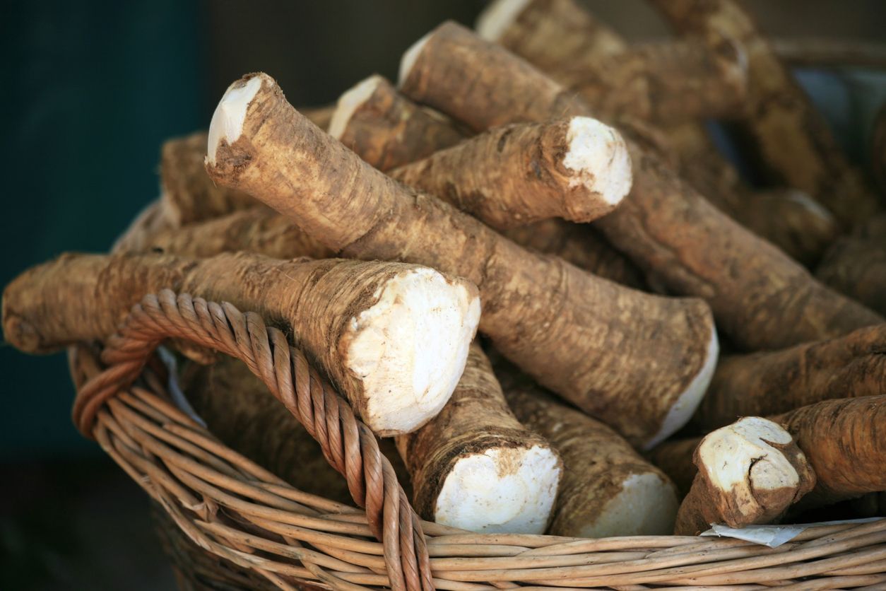 A basket of horseradish