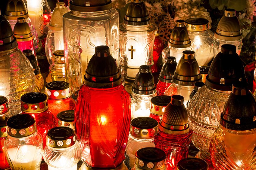 Candles Burning At a Cemetery During All Saints Day.