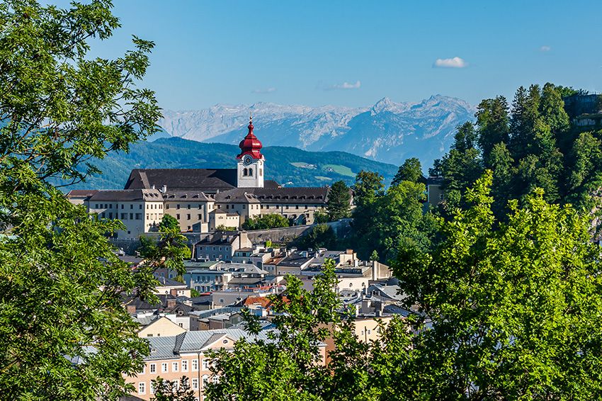 View of Salzburg, Austria showing Nonnberg Abbey.